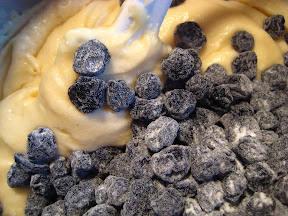 Fold berries into dough.