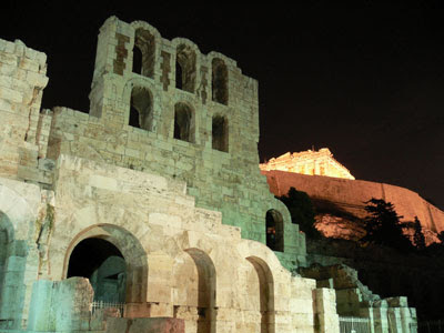 Odeon of Herodes Atticus, Acropolis at night, Athens