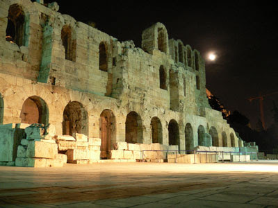 Odeon of Herodes Atticus, Acropolis at night, Athens