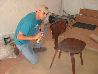 Matt finishing the plywood chair