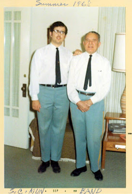 Composer & Clarinetist David Ocker, with his father clarinetist Albert Ocker, before a Sioux City Municipal Band Concert 1968