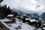 Wengen proper in the front of the Lauterbrunnen Valley in the distance.