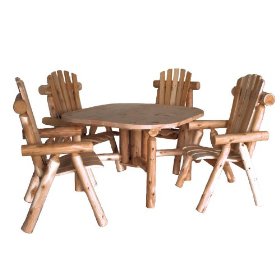 Lakeland Mills CF4730 Cedar Log Roundabout Table with Four Chairs Lakeland Mills CF4730 Cedar Log Roundabout Table with Four Chairs