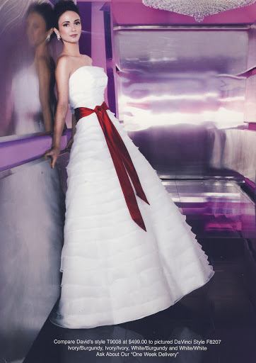 White Bridal Gown + Red Empire Sash