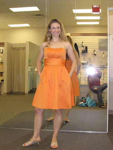 Cute Orange Strapless Bridesmaid Dress