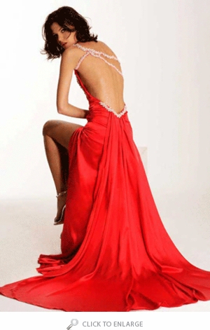 red open back dress