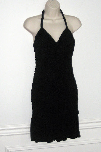 Sexiest Black Ruched Twist Halter Dress Gown