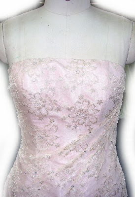 pinky strapless bridal gown