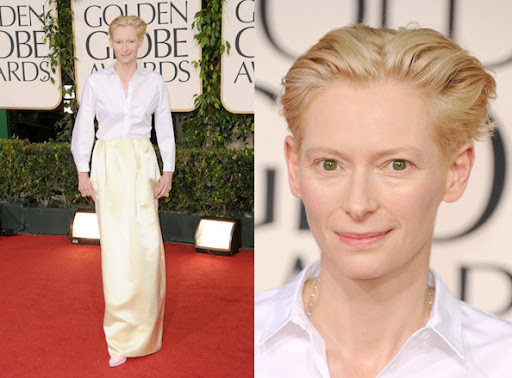 Tilda Swinton Accessorized Her Golden Globes Ensemble with 100 Carats of Diamonds