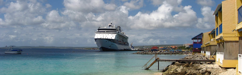 Our ship on the shoreline of Bonaire