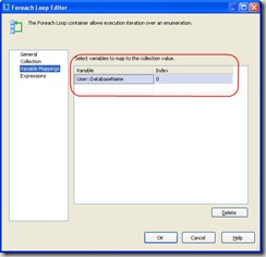Variable Mappings Settings for ForEach Loop Container