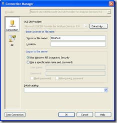Connection Manager for OLE DB Connection to SSAS