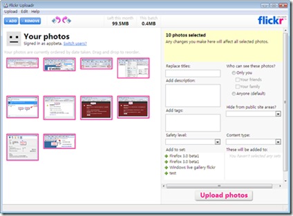 Flickr Uploadr 3.0 screenprint