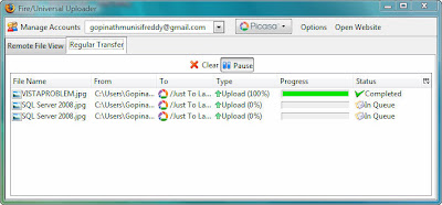 Firefox Universal Uploader add on interface to upload images to Flickr, Picasa Albums and other sites
