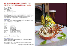 bbq crayfish with chilli kelp & roasted sweetcorn with mata manuka