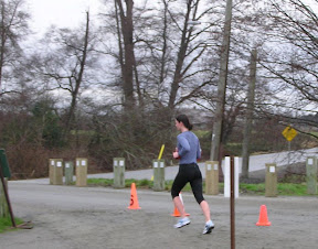 Joanne at half way point of Steveston 8km race