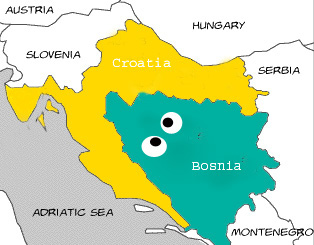 "Hey, it looks like Croatia's eating Bosnia!