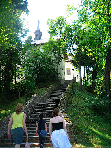 The stairs up to the church.