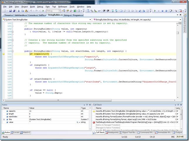 screen shot of .NET Framework integration