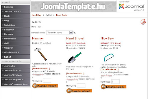 Virtue Mart web bolt komponens, mint a Joomla tartalomkezelő rendszer része