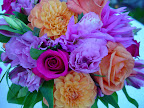 Jamie's wedding bouquet - amazing orange, lavender and hot pink. 