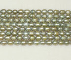 Pearl, cultured freshwater, rice, olive