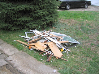 The rubble pile from just one of the old windows - a lot more than youâ€™d expect!