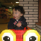 Eidan in a lego car at the I-Setan toy store, in Kichijoji