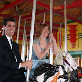 Mike and E'loise on the carousel at 1st beach, Newport