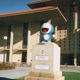 Doraemon subbing for Stanford's copy of The Thinker statue when it was temporarily removed in 2001. Doraemon subbing for Stanford's copy of The Thinker statue when it was temporarily removed in 2001.