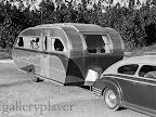 Original caption: 2/25/1946-Los Angeles, CA- Light, compact, and streamlined, this Aero-Flite trailer was produced by a reconverted war-time aircraft plant, with construction methods formerly used in building fighter plane parts.  Weighing only 1860 pound