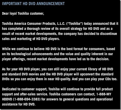 Toshiba HD-DVD Announcement