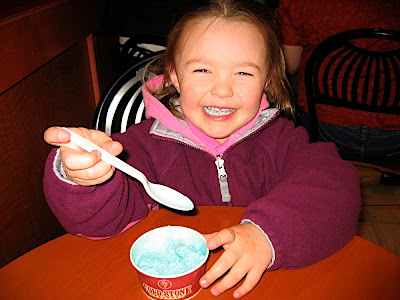 Lindsay eating ice cream.