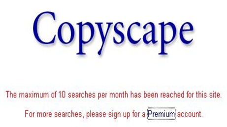 Copyscape 10 Search per month limitation