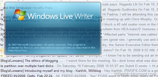 Windows Live Writer Splash screen