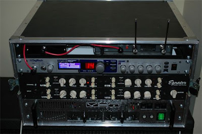 Egnater M4 rack (main rig)... Sennheiser wireless, Axess Electronics BS2 buffer, Digitech GSP1101 effects, Egnater M4 preamp, VHT 2/50/2 power amp