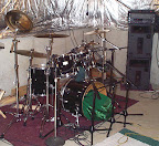 Drums set up for Naughty Butterspoon Fantasy Pants recording sessions