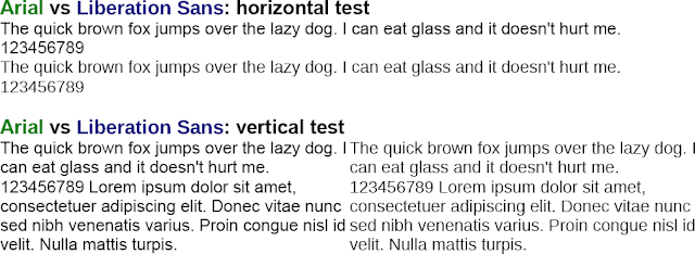Arial vs. Liberation Sans