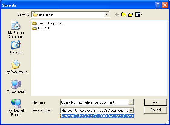 Microsoft Office Compatibility Pack dialog box