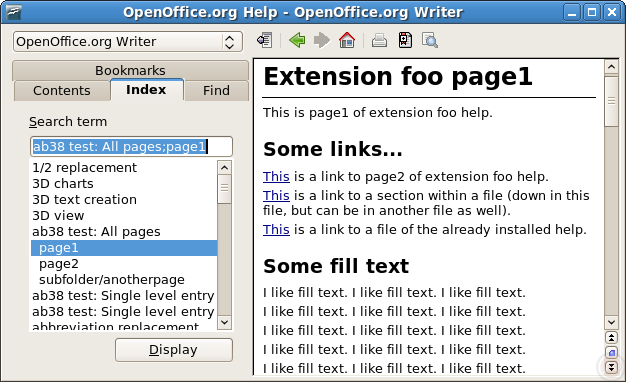 An extension is fully integrated into the help system
