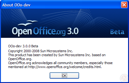 OpenOffice.org 3.0 about dialog