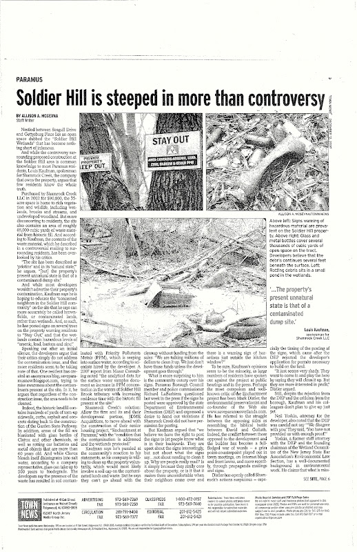 Save Paramus Now (Wetlands) Soldier Hill Rd.