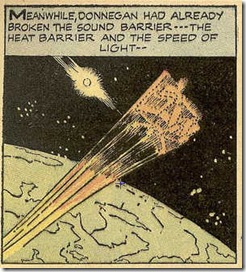 Jack Kirby Donnegan rockets out of the solar system in Donnegan's Daffy Chair comic book scans Jack Kirby drawings