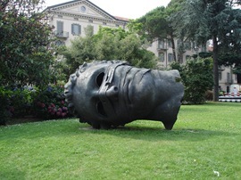 sculpted head by Igor Mitoraj