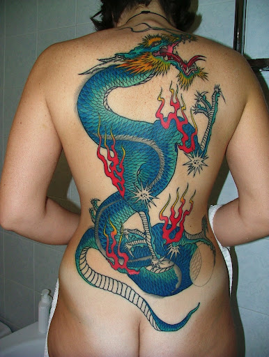 Back Tattoo Dragon in Body Sexy