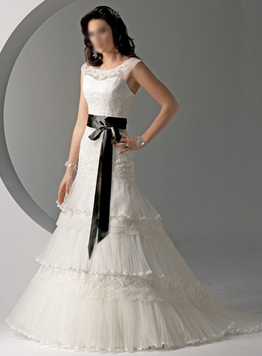 Ivory Wedding Gown Black Sash