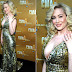 Kellie Pickler Gold Gown Plungin Neckline Revealing Diamond Engagement Ring