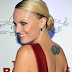 Malin Akerman + Flower Tattoo on Shoulder