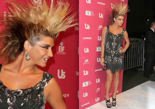 Ke$ha Rocky Faux Hawk Hair and Snazzy Gold Tooth