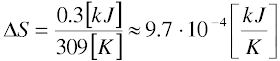 dS=9.7*10^(-4)kJ/K